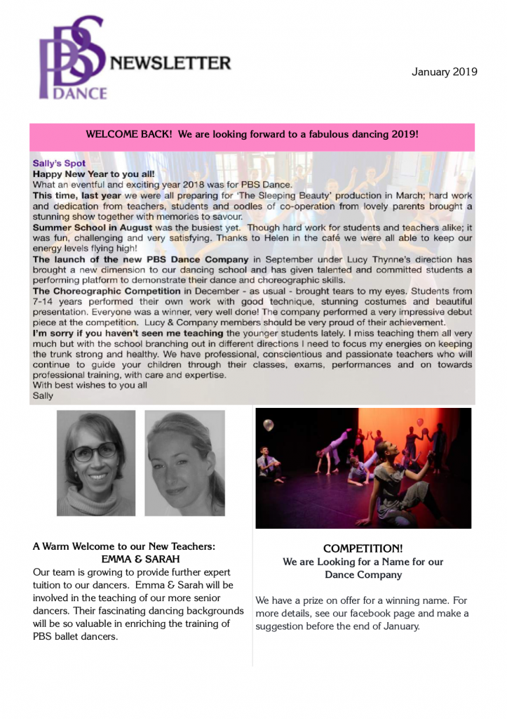 Pound Ballet Studio | Newsletter – January 2019