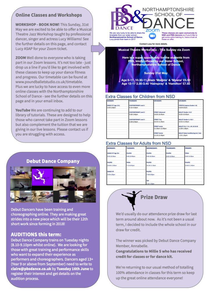 Pound Ballet Studio | Newsletter Summer 2020