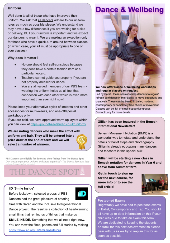 Pound Ballet Studio | Spring 2021 Newsletter