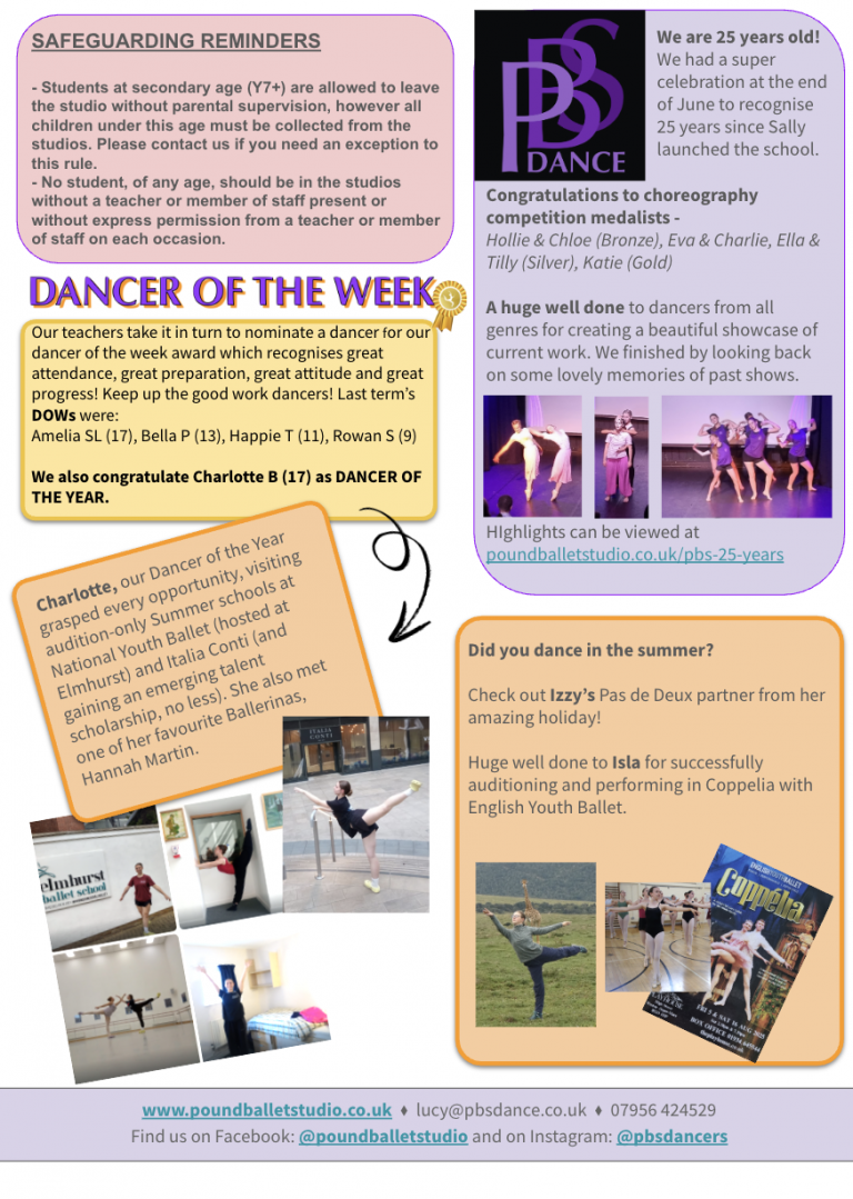 Pound Ballet Studio | September 2025 Newsletter